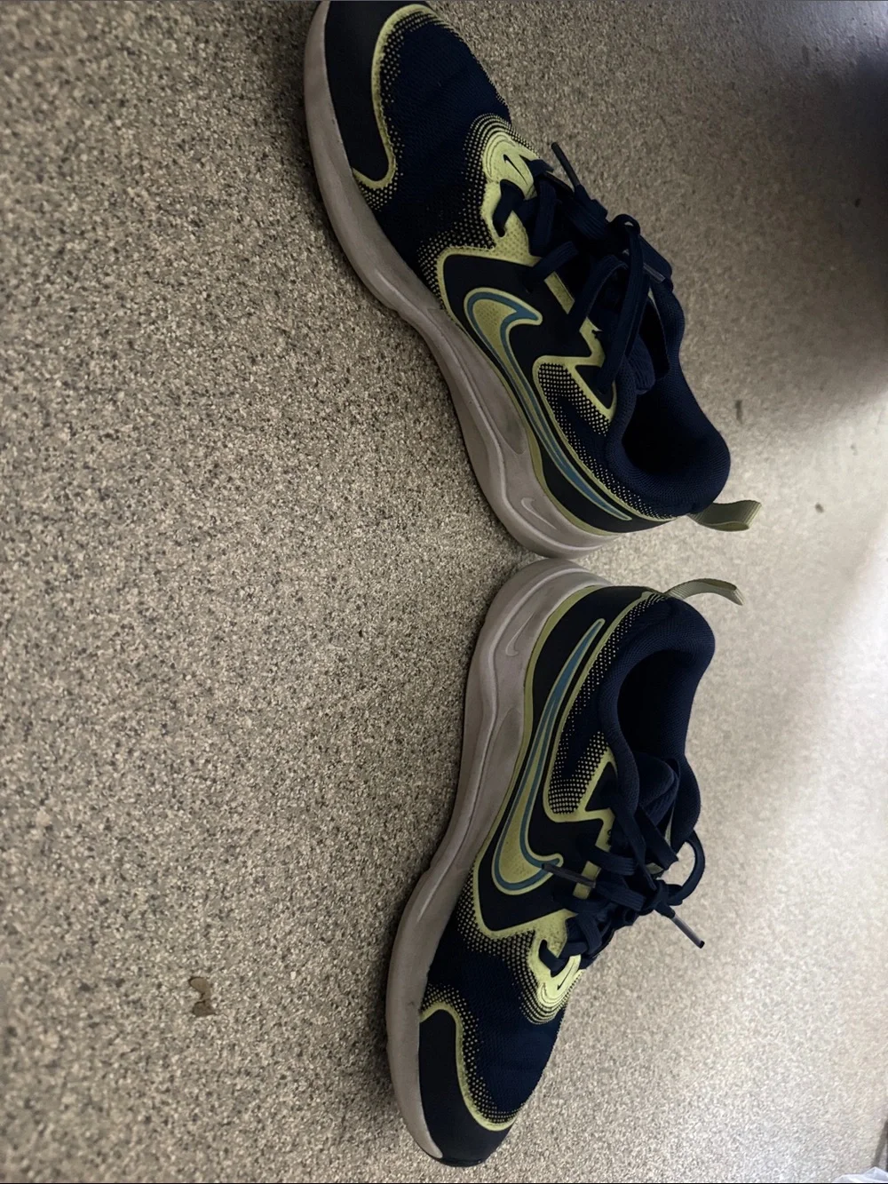 Nike Kids' Navy and Neon Yellow Cosmic Runner Athletic Sneakers
